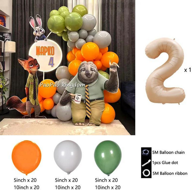 만화 주토피아 주디 닉 테마 가랜드 풍선 생일 파티 장식 샤워 선물, 6. R600-2