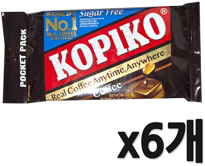 마요라 코피코 슈가프리 블리스터 커피맛 캔디, 32g, 6개