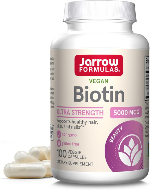 Jarrow 자로우 Biotin 5000 MCG 100정 베지캡슐, 1개