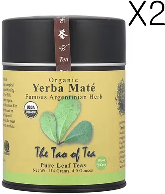 The Tao of Tea 유기농 예르바 마테 차 114g(4.0oz) 2팩, 114g - 쿠팡