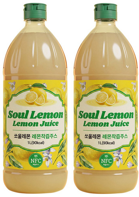 쏘울레몬 100% NFC 레몬착즙주스, 2개, 1L