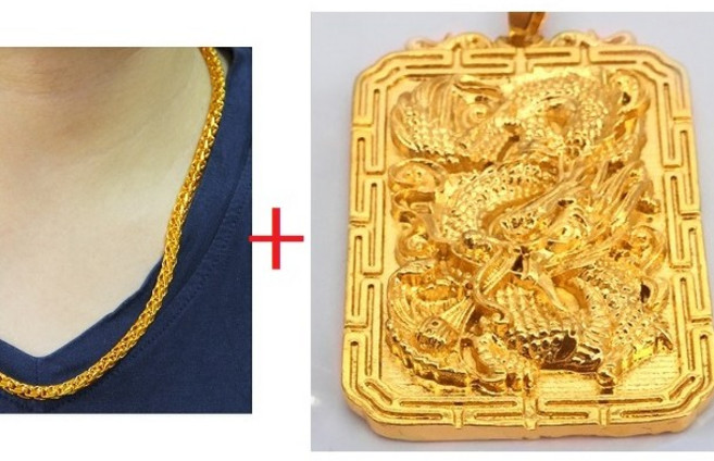 5*3.5霸氣金牌沙金項鍊吊墜 (金鍊可加購) 鍍黃金牌 仿金項鏈 生日禮物