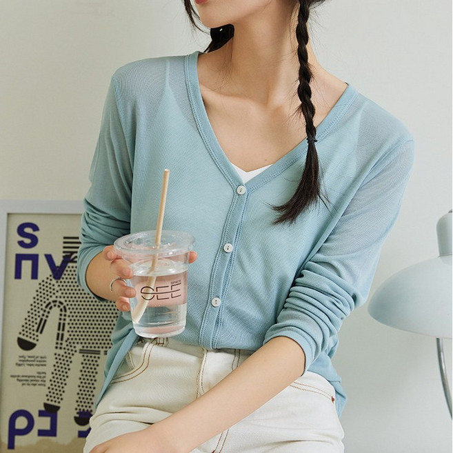 쁘띠수아 여성 데일리 슬림핏 텐셀 가디건