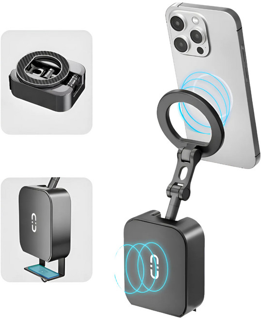 노블릭 헬스장 초강력 양면자석 맥세이프 360도 회전 스마트폰 거치대, 블랙