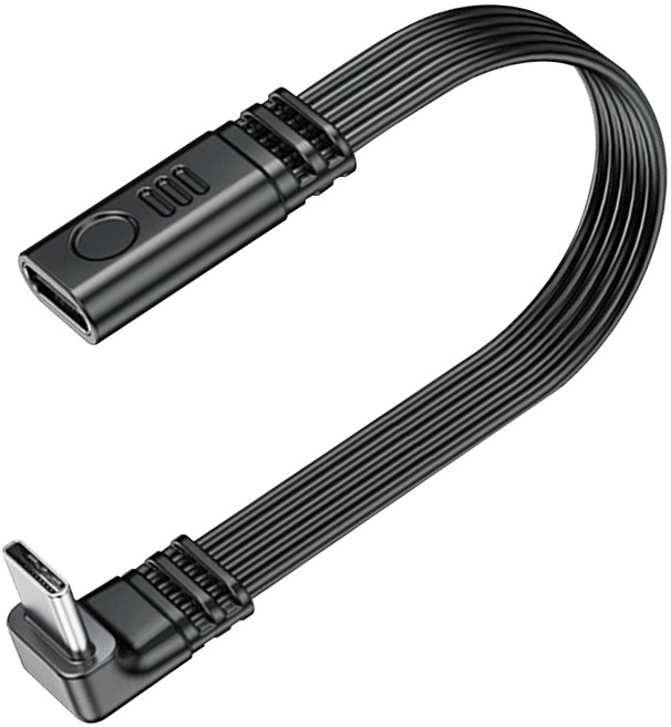 미니벤트 C to C타입 직각 연장 케이블, 1개, 블랙, 17cm
