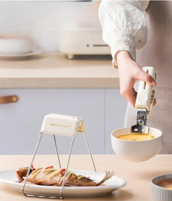 화상 방지 주방 집게 세트뜨거운 접시그릇 안전하게 사용, 1개, 흰색, 1