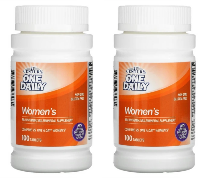 21세기센트리 21st Century 원 데일리 여성용 멀티비타민 100정 X 2통, 2개 - 쿠팡