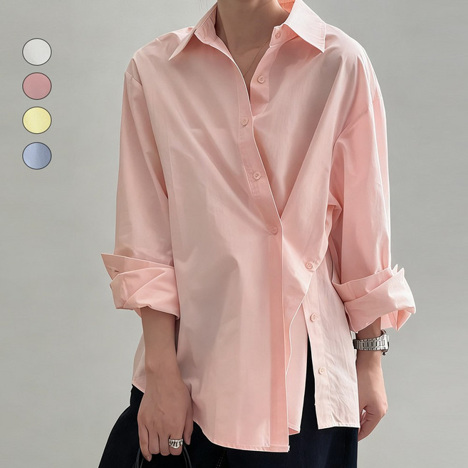 임호 순면 개성 언발 옆트임 셔츠