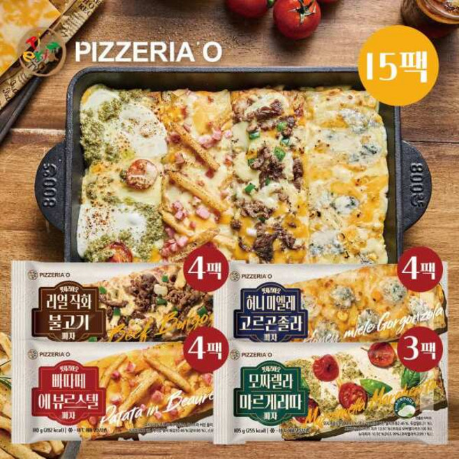 [핏제리아오] 노엣지 피자 15팩(마르게리따 3팩+허니 고르곤졸라 4팩+리얼 직화 불고기 4팩+빠따떼 에 뷰르스텔 4팩), 15세트