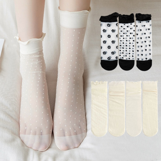 다이나토리 프릴 시스루 중목 양말 7켤레