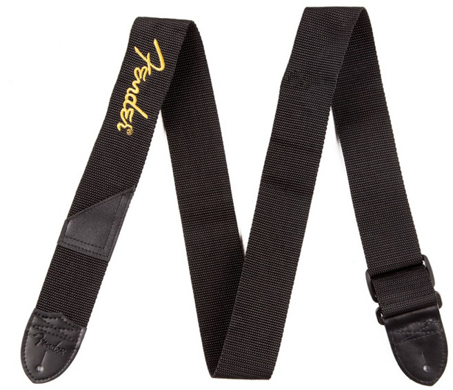 펜더 정품 2인치 폴리 로고스트랩 블랙/옐로우 기타멜빵 099-0662-070, 1개