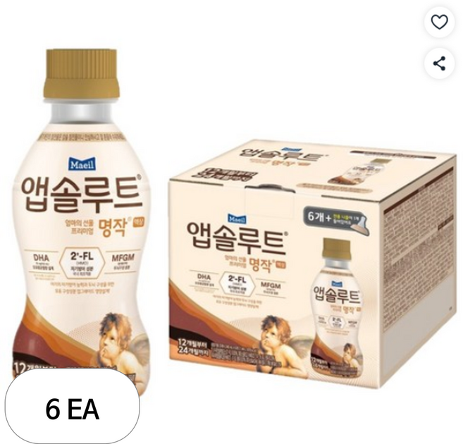 앱솔루트 엄마의 선물 프리미엄 명작 액상 12개월부터 24개월까지 240ml + 니플 세트, 6개