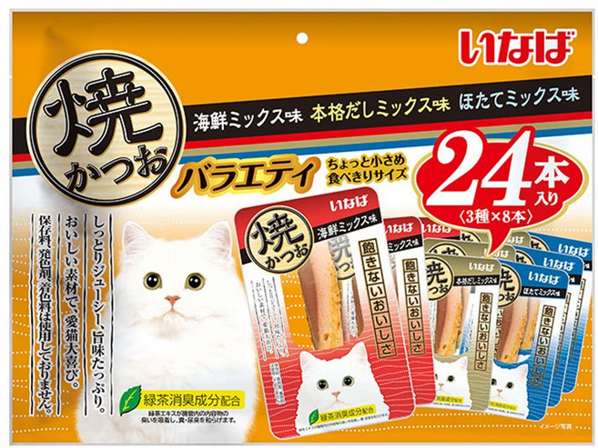 이나바 고양이 야끼가츠오 간식, 어덜트용 버라이어티 (QSC-244), 1세트