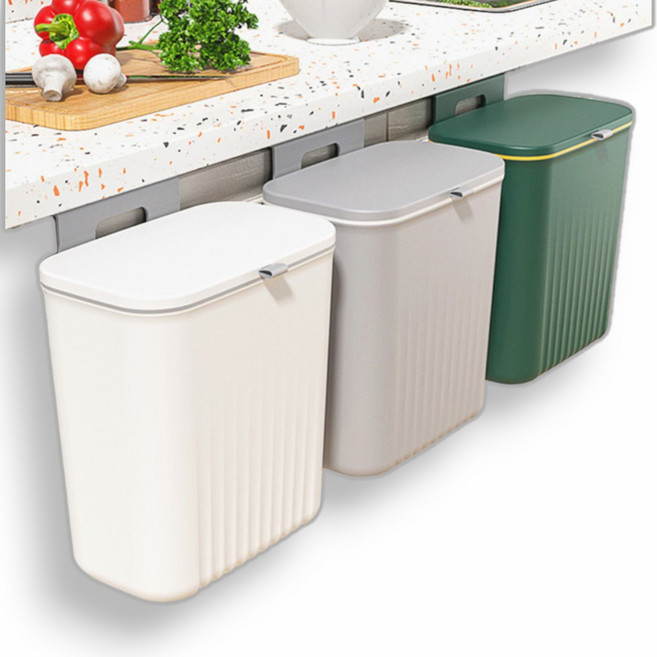 고바 주방 벽걸이형 쓰레기통 싱크대 접착식 화장실, 화이트