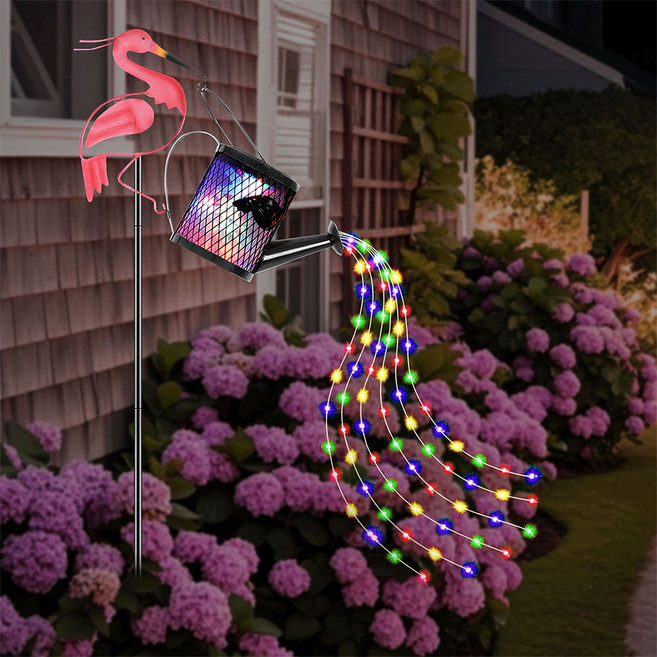 KELAKE 태양광 주전자 장식등-플라밍고 후크 포함- 태양열 야외조명등 IP65 방수 정원등 잔디등 화단조명, 멀티컬러