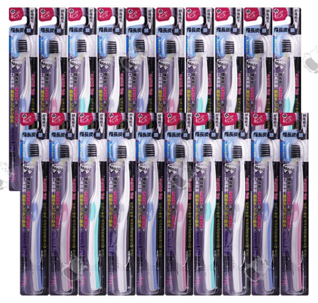 나노업 숯은칫솔 20개 비장탄모 소형헤드 일본 수출용 여성 전용 칫솔, 20개입, 1개