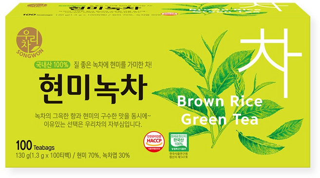 송원 우리차 현미녹차, 1.3g, 100개입, 1개