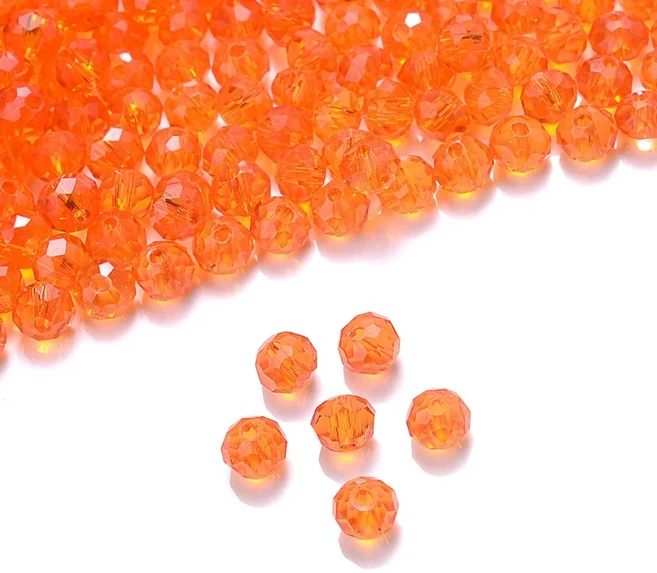 Cicifu 믹스 그린 3/4/6mm 40/120pcs Rondelle 오스트리아면 처리 된 크리스탈 유리 비즈 쥬얼리 만들기 찾, 13 orange, 03 6mm(40pcs)