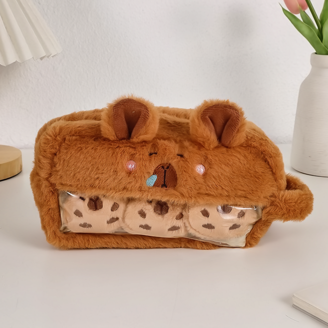 샤샤벨 카피바라 와펜 품은 필통 대용량 파우치 귀여운 생일 선물, 콧물바라, 1개