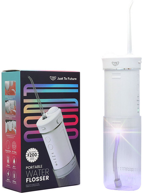 JTF F200 휴대용 구강세정기 UV살균 맥동수압 사용자 맞춤모드 5개 세정팁, F200 화이트
