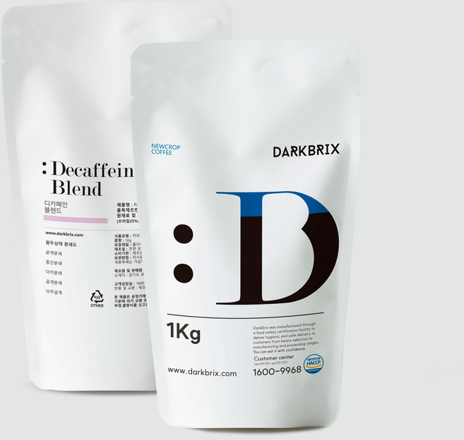 다크브릭스 디카페인 블렌드, 1개, 1kg, 홀빈(분쇄안함)