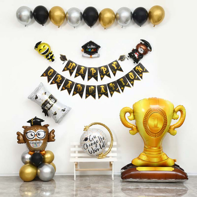 [파티랑]졸업축하파티 가랜드스탠딩풍선세트, 1세트, 05)트로피 졸업축하세트