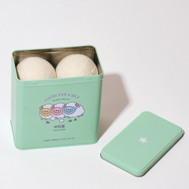 핸드메이드 건조기 양모볼 빠잉볼 울드라이어볼 건조볼 뉴질랜드 대형 8cm, 민트, 1세트