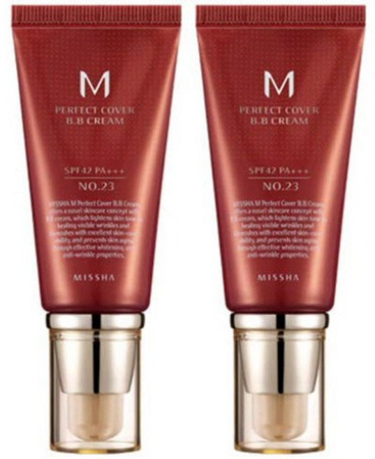 미샤 M 퍼펙트 커버 BB크림 RX SPF42 PA+++, 23호자연스러운베이지, 50ml, 2개