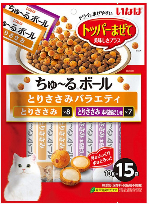 이나바 챠오 츄르볼 토퍼 15P 사료토핑 고양이간식, 15개, 10g, QSC-329 닭가슴살 버라이어티