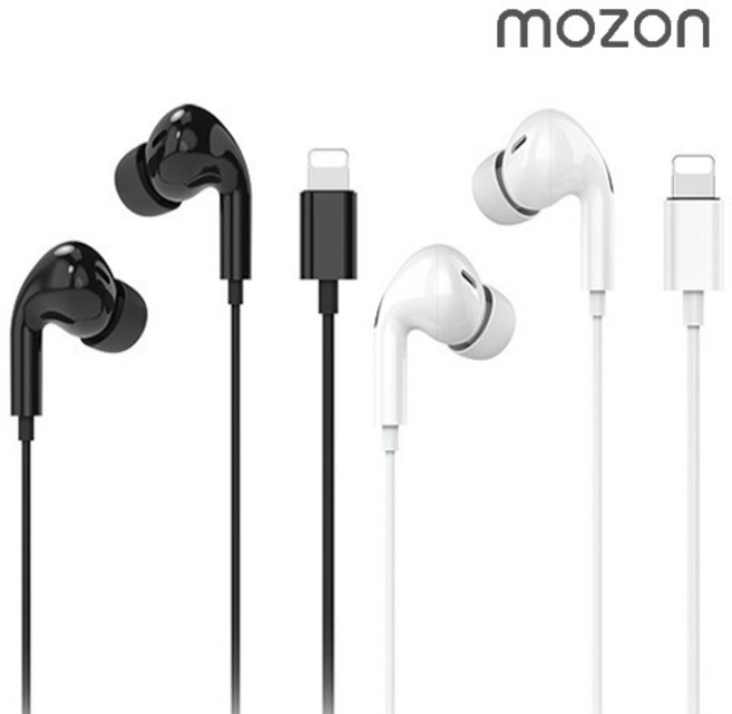 유선 이어폰 커널형 이어셋 음악 통화 운동용 무선, 상세페이지 참조, 모즈온 8핀 이어폰 블랙
