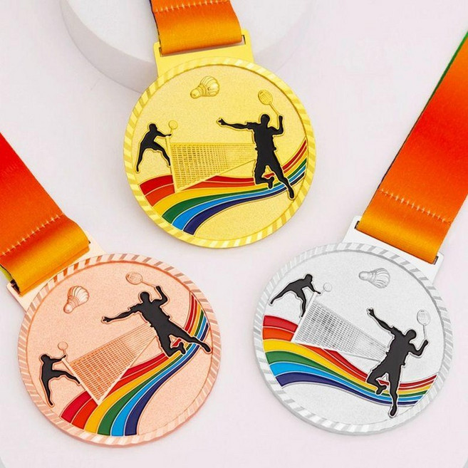 배드민턴 메달 트로피 대회 챔피언 운동회 경기, 골드, 기본 색상