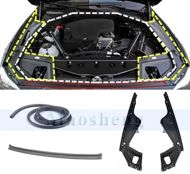 Maosheng 엔진 베이 펜더 후드 고무 씰 스트립 BMW 5 시리즈 F10 2011-2017 컴 파트먼트 커버, 01 A set
