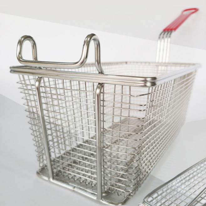 후라이드 스텐 튀김바스켓 채 망 건지기 용기 절연손잡이, 대형, 1개