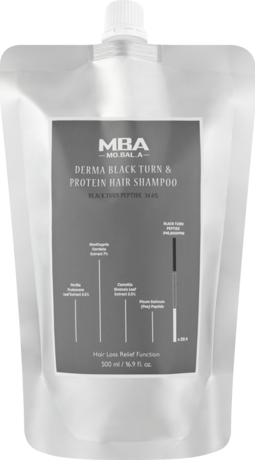 탈모완화 기능성 새치완화 모발아 더마 블랙턴 앤 프로틴 헤어 샴푸 (리필), 1개, 500ml