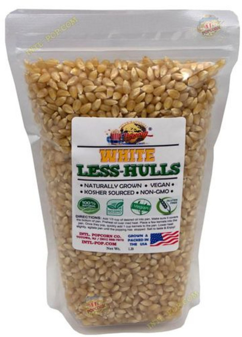 INTL POP | 유기농 흰색 사실상 껍질 없는 (껍질 White Virtually Hulless (Less Hulls) Popcorn Kernels • 7 lb Reseal, 1개