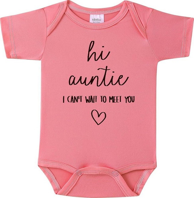 BIBIBLISSBABY Hi Auntie I Can't Wait To Meet You Baby Announcement 우주복 조부모를 위한 임신 발표 선물 Taro 0-