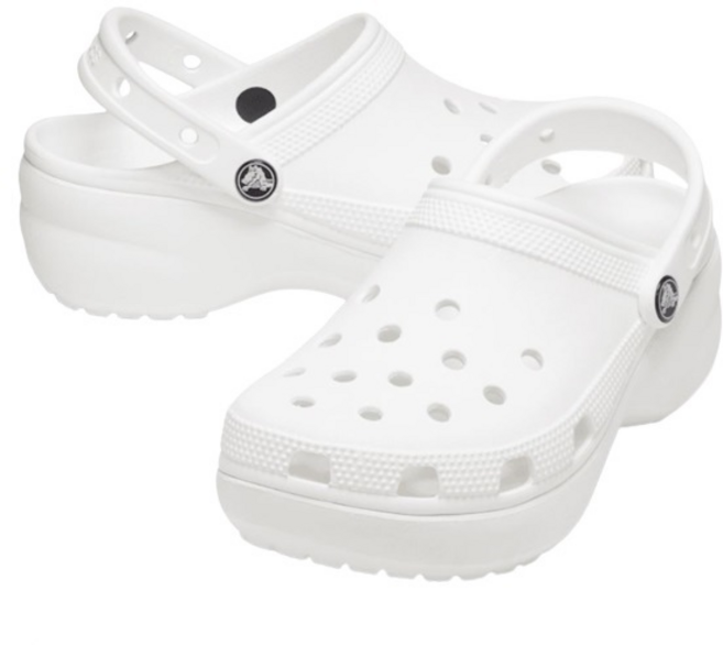 crocs 卡駱馳 經典厚底克駱格洞洞鞋, White(206750-100), 250