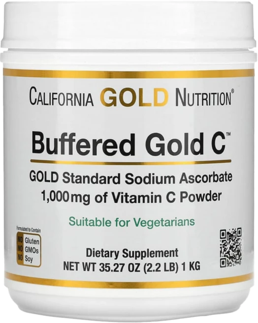 CGN 캘리포니아골드뉴트리션 버퍼드 비타민C 1kg 파우더 분말 비타민씨 아스코르빈산 아스코르브산, 1개 - 쿠팡