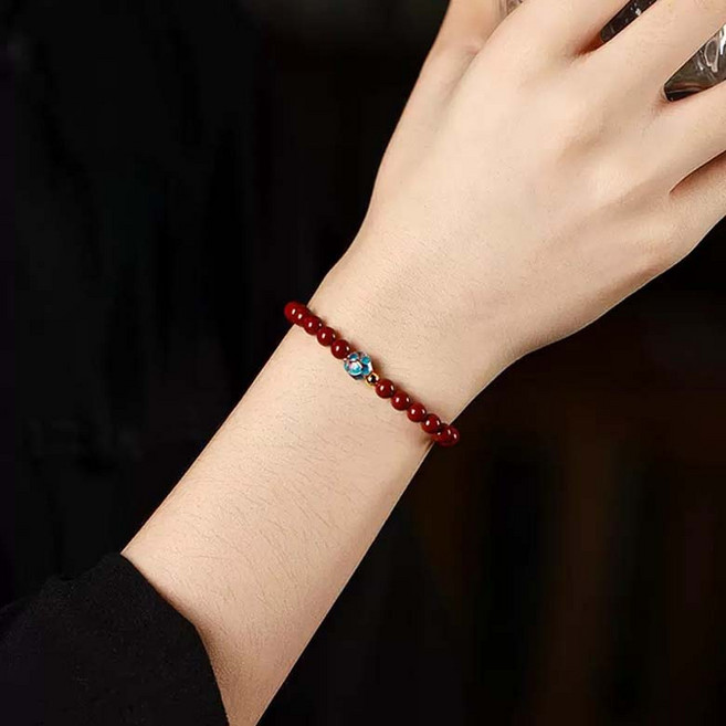 여성 경면주사 팔찌 삼재 부적 원석팔찌 행운 재물 성취 건강 진사 6mm