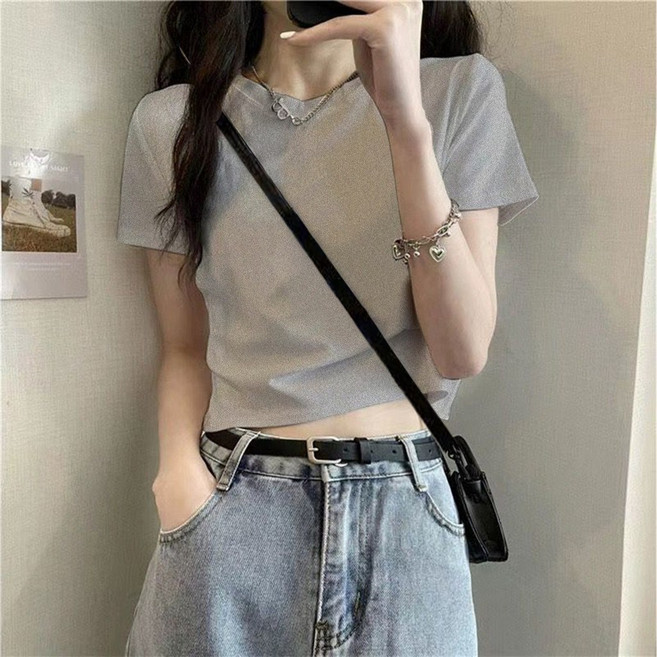 印花T恤 高腰修身短版上衣 夏季新款