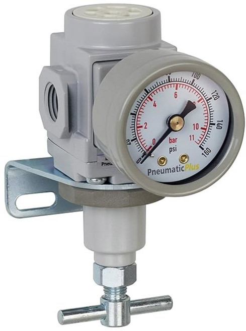 공압플러스 SAR200T-N02BG 압축 공기압 조절기 1/4" NPT T-핸들 게이지 및 브래킷