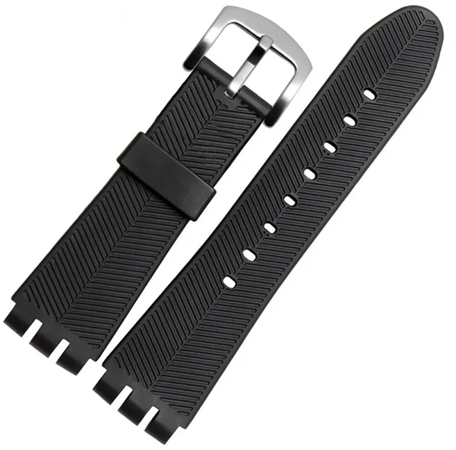 스와치 시계 전용 실리콘 고무 23MM 블랙 스트랩 YOS440 449 401G 아이러니 스포츠 방수 시계줄, 03 black-silver buckle, 01 23mm