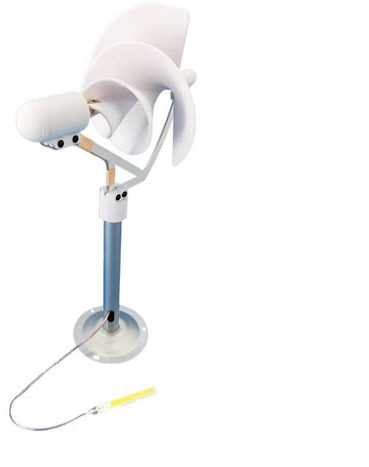 美好生活家居鋪 熱賣微型螺旋型風力發電機 阿基米玫瑰型模型 微風啟動科學發電燈, 1個, 玫瑰型風力發電機模型