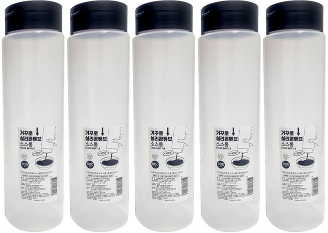 국산 흐르지않는 거꾸로 실리콘 소스통, 5개, 800ml