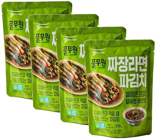 풀무원 짜장라면 파김치 썰어담은 알싸한 매운맛, 4개, 270g