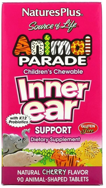 Nature's Plus 소스 오브 라이프 애니멀 퍼레이드 칠드런스 츄어블 이너 이어 서포트 체리, 90개입, 90정, 1개 - 쿠팡
