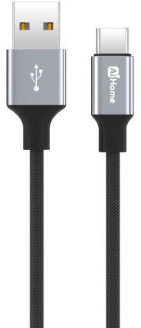 Ai Home Type-A to Type-C 編織快充數據線 6A 66W 480Mbps 高速傳輸 充電線 2M 適用iPhone 15/16/17, 1個, A TO C 6A黑灰,200公分, 黑灰, 200cm