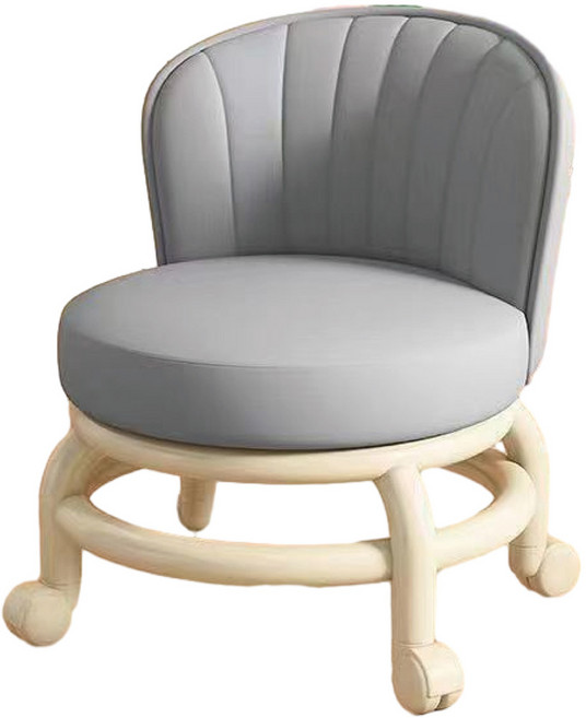 舒適滑輪旋轉椅凳 有背款【質感灰】, 有背款-質感灰, 1件