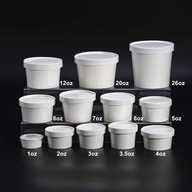 일회용 젤라또 컵 뚜껑 포함 아이스크림 용기 그릭 요거트 종이 테이크아웃, 12oz+ 아치캡 50세트