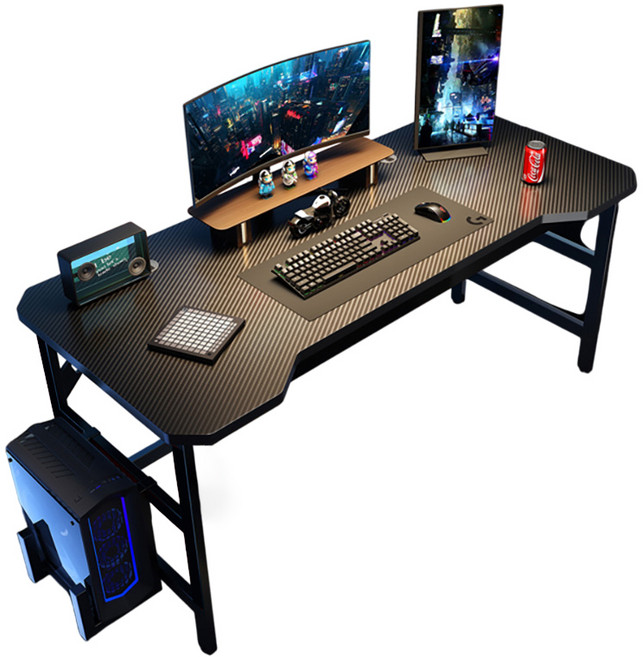 Easy Life 家居館 碳纖維桌面電競桌 附主機懸掛架 工作桌 電腦桌, 黑武士140CM